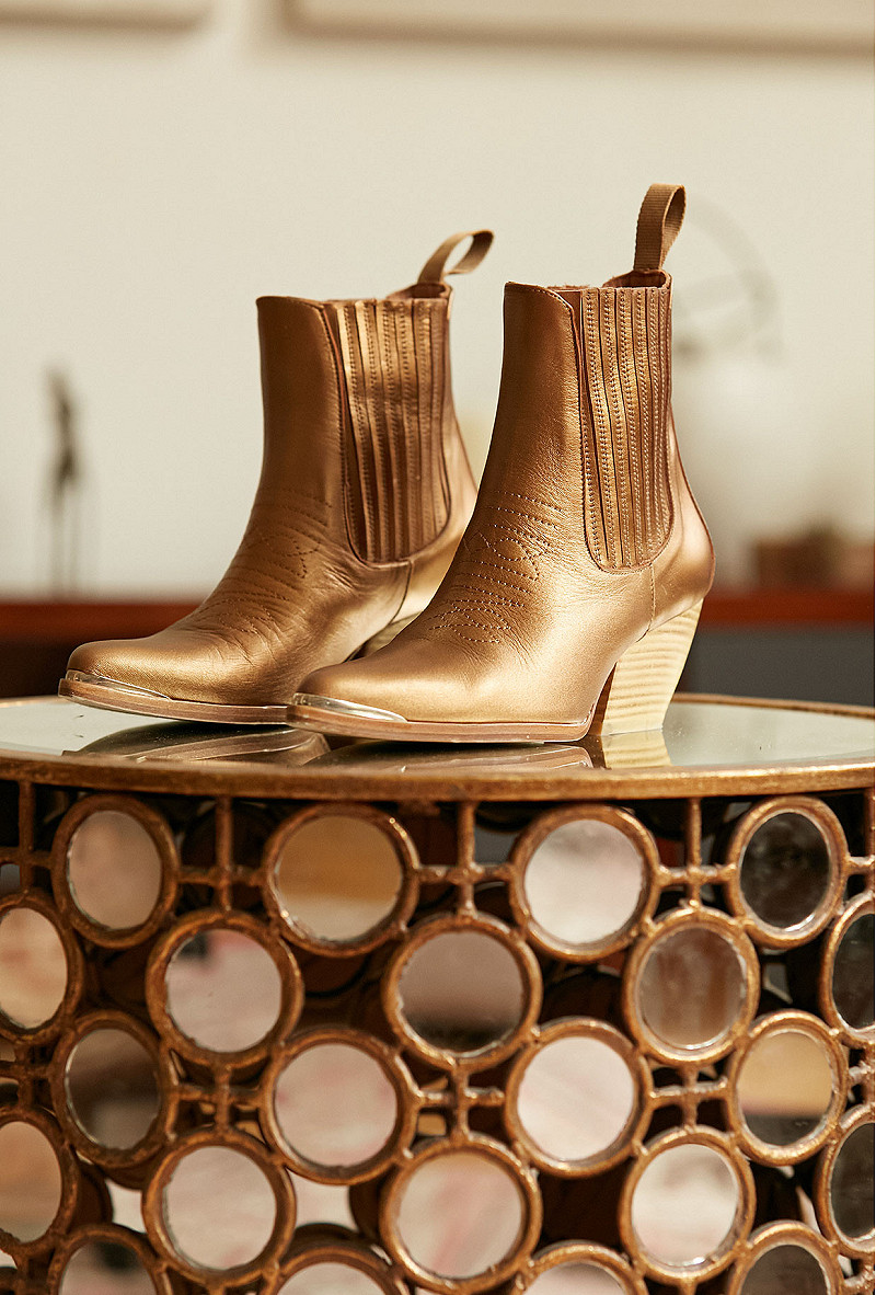 bronze colored boots