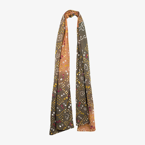 Scarf Noumane Mes Demoiselles color Khaki print Scarf Noumane Mes Demoiselles color Khaki print