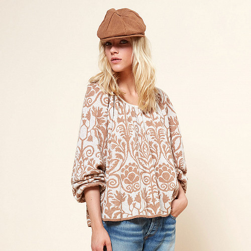 Pull Yoopi Mes Demoiselles coloris Imprimé camel Pull Yoopi Mes Demoiselles coloris Imprimé camel