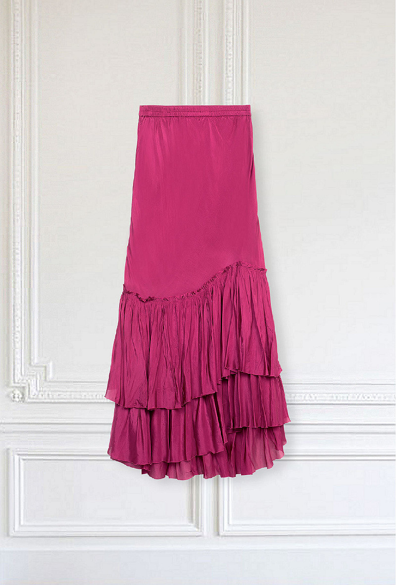 berry pleated skirt