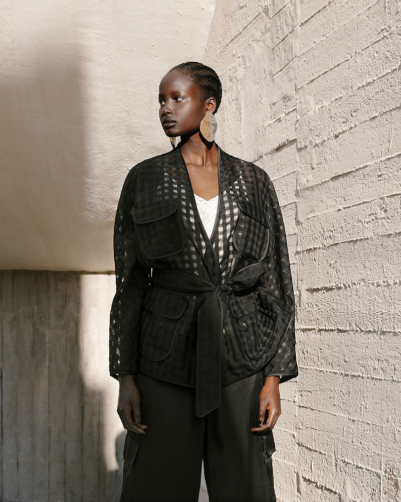 mes demoiselles veste Ciwest Veste en organza de soie noire