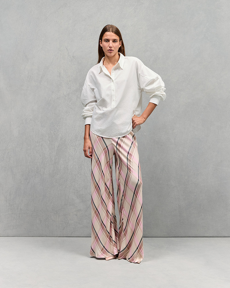 mes demoiselles pantalon Dune Pantalon souple en flanelle rose et beige